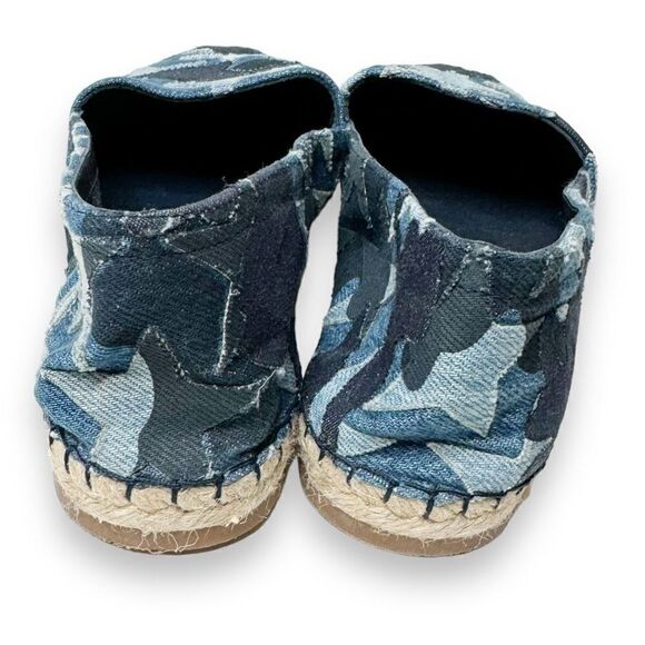 Valentino Blue Denim Stars Camo Canvas Espadrille Flat Sandals Women’s Size 40/9 - Picture 9 of 11